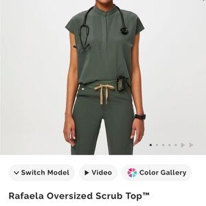 Figs Rafaela Oversized Scrub Top & High Waisted Yola Bottoms in Moss **Set**